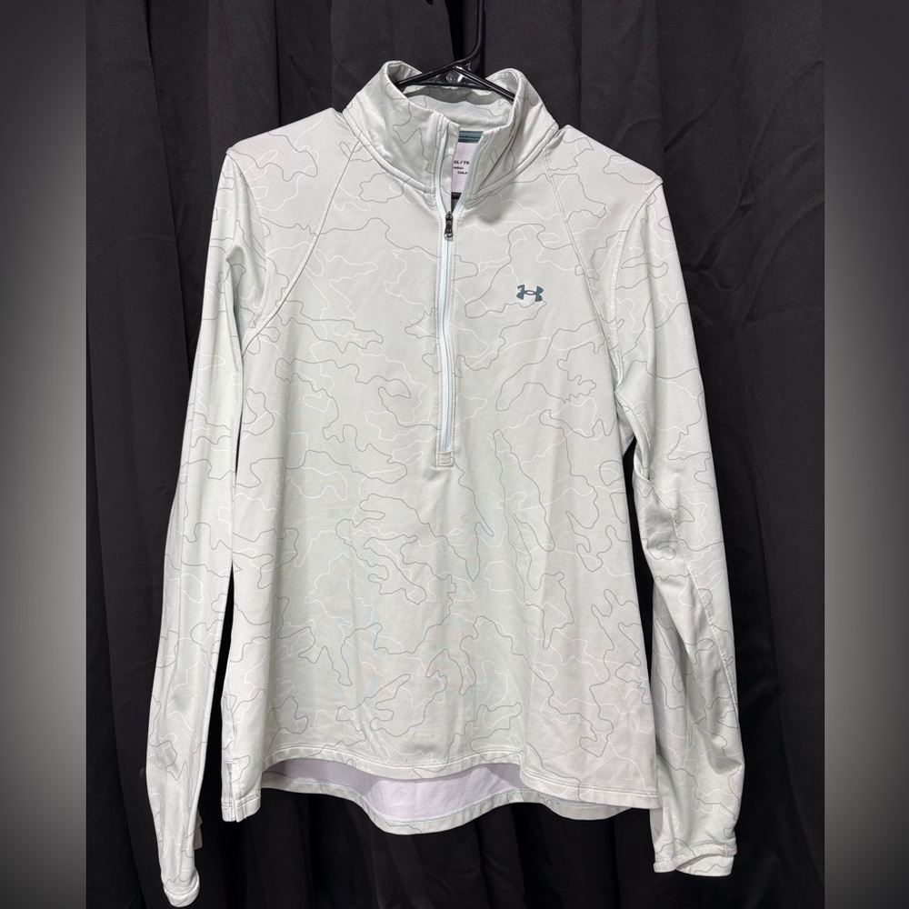 Under Armor 1/4 Zip Women's Abstract Mint Green Pullover XL